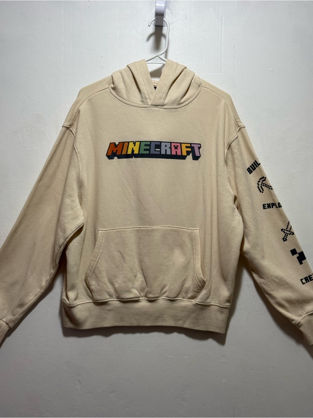 Minecraft Cream Logo Hoodie Sweatshirt Adult Sz M